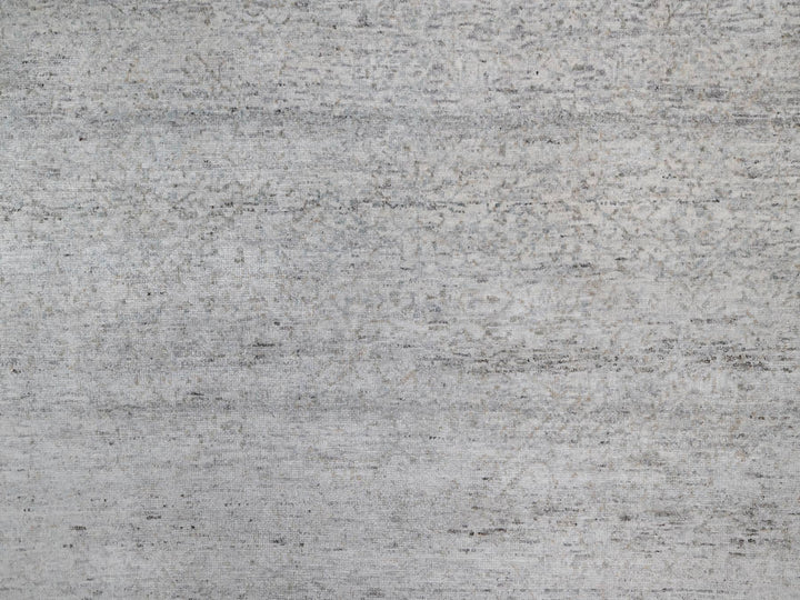 8'1" x 10'2" New Hand Knotted Grey Wool Rectangle Oriental Rug - MOA10291409