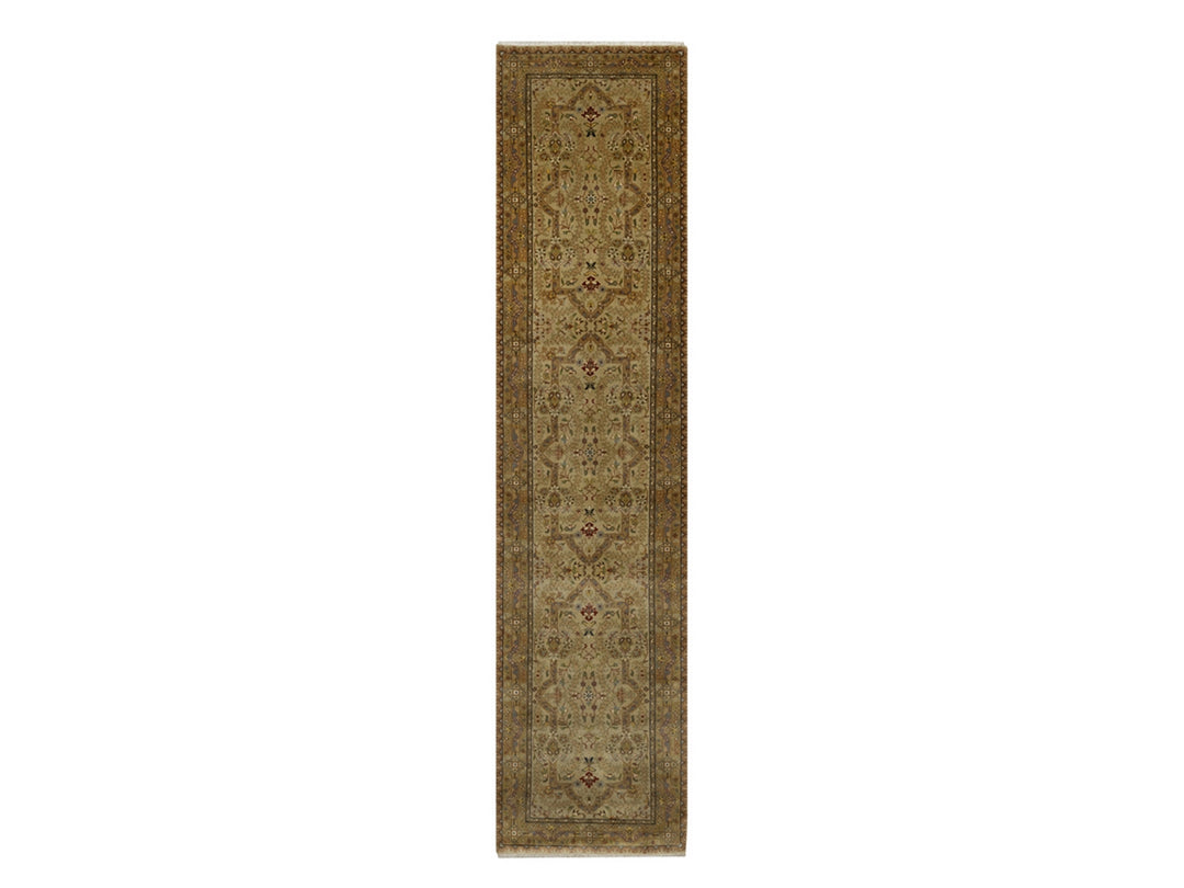 2'10" x 11'11" New Hand Knotted Brown Wool & Silk Runner Oriental Rug - MOA10291410
