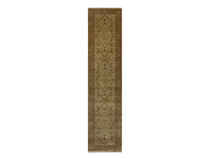 2'10" x 11'11" New Hand Knotted Brown Wool & Silk Runner Oriental Rug - MOA10291410