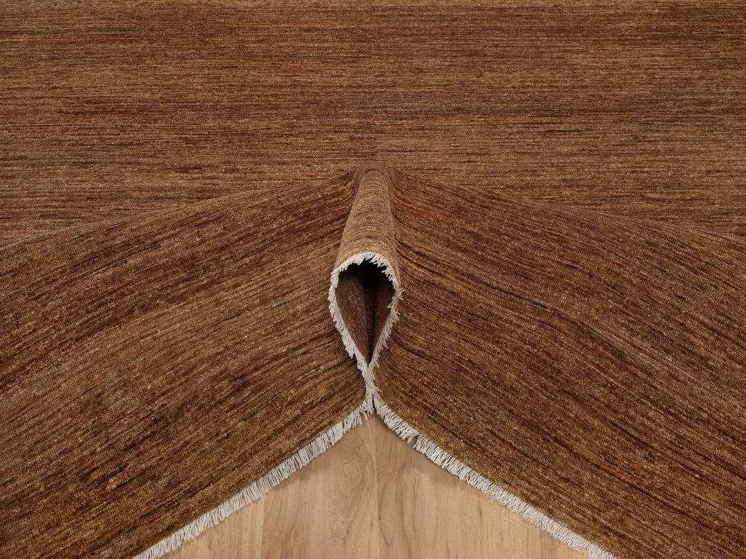 8'2" x 10'0" New Hand Knotted Brown Wool Rectangle Oriental Rug - MOA10291416