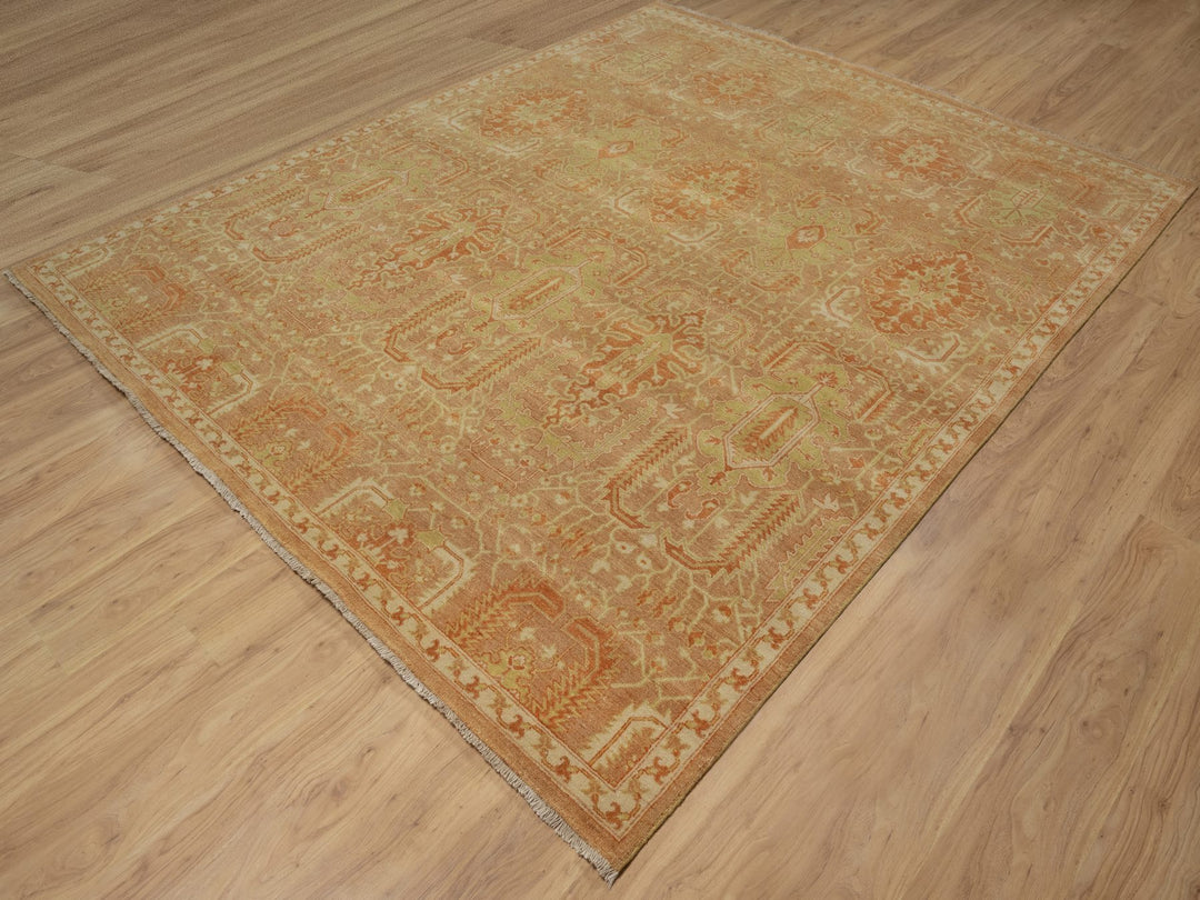 8'0" x 9'10" New Hand Knotted Brown Wool Rectangle Oriental Rug - MOA10291417