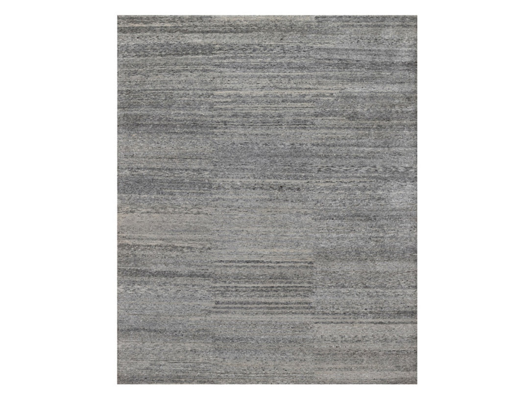 8'0" x 9'10" New Hand Knotted Grey Wool Rectangle Oriental Rug - MOA10291418