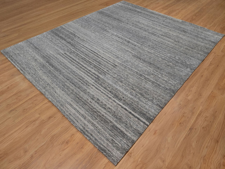 8'0" x 9'10" New Hand Knotted Grey Wool Rectangle Oriental Rug - MOA10291418