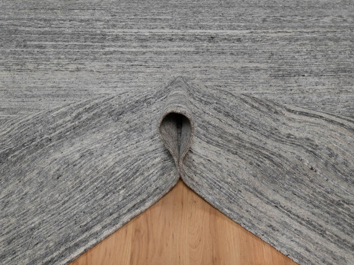 8'0" x 9'10" New Hand Knotted Grey Wool Rectangle Oriental Rug - MOA10291418