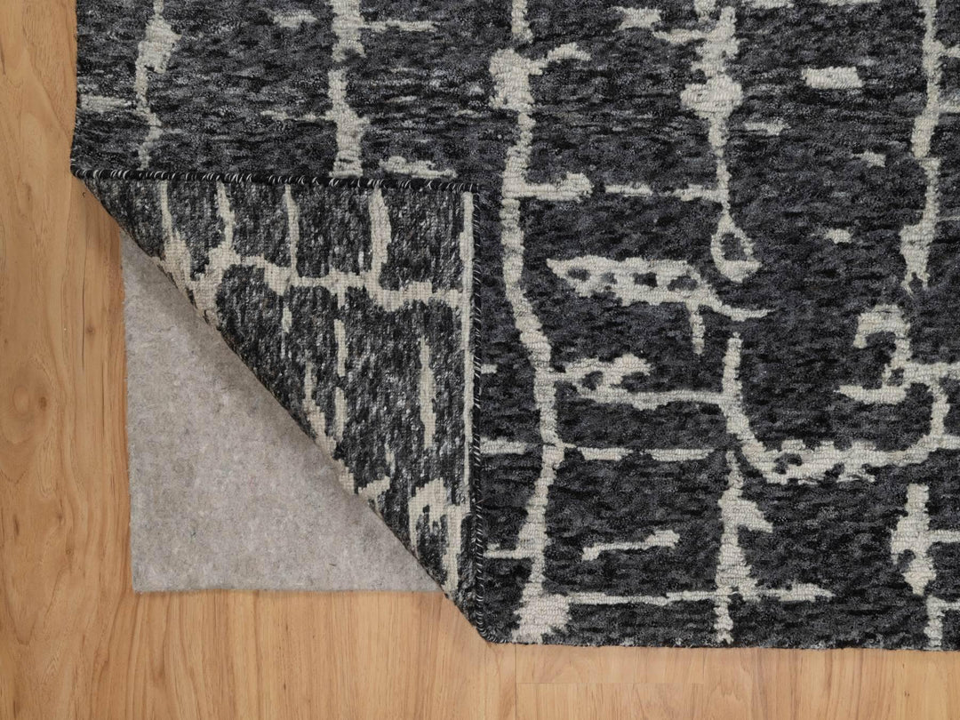 7'11" x 10'1" New Hand Knotted Black Wool Rectangle Oriental Rug - MOA10291419