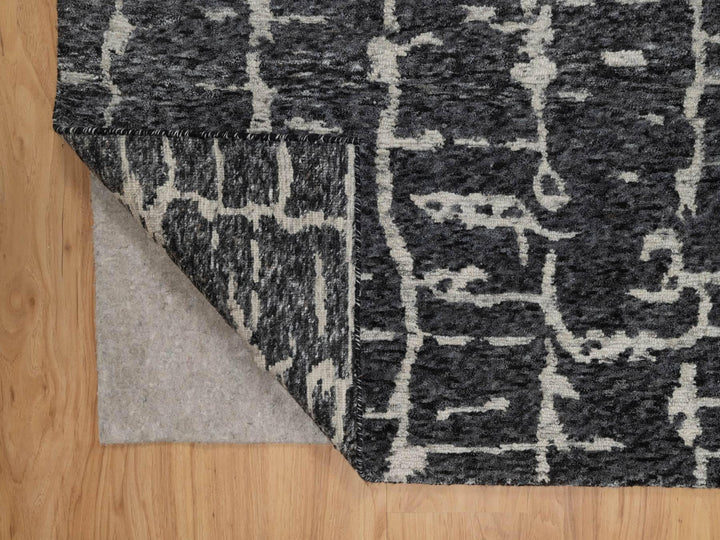 7'11" x 10'1" New Hand Knotted Black Wool Rectangle Oriental Rug - MOA10291419