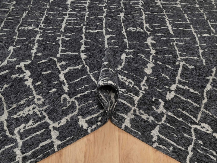 7'11" x 10'1" New Hand Knotted Black Wool Rectangle Oriental Rug - MOA10291419