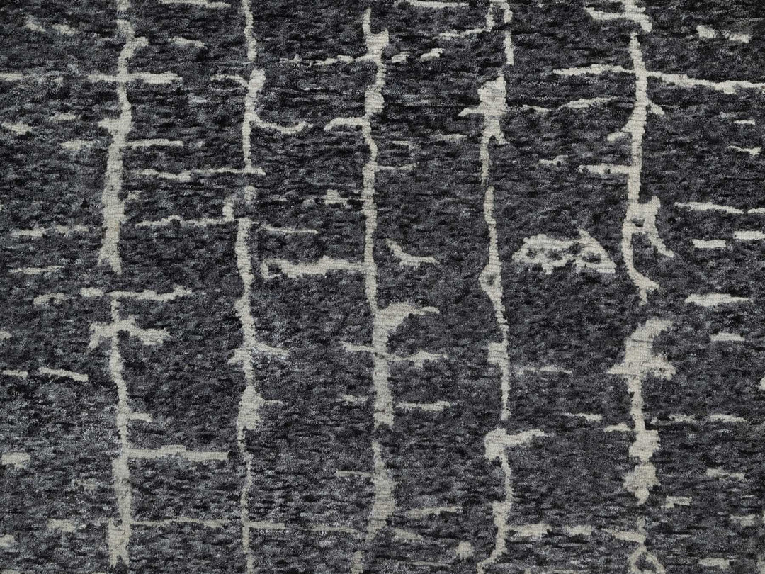 7'11" x 10'1" New Hand Knotted Black Wool Rectangle Oriental Rug - MOA10291419