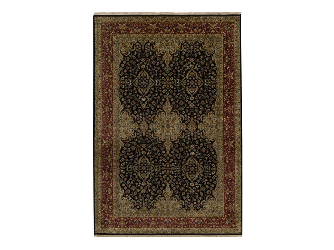 5'11" x 8'10" New Hand Knotted Black Wool Rectangle Oriental Rug - MOA10291421