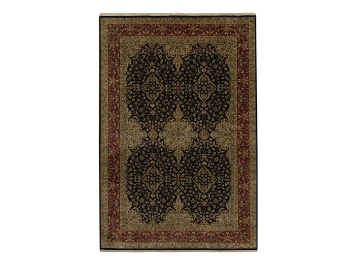 5'11" x 8'10" New Hand Knotted Black Wool Rectangle Oriental Rug - MOA10291421