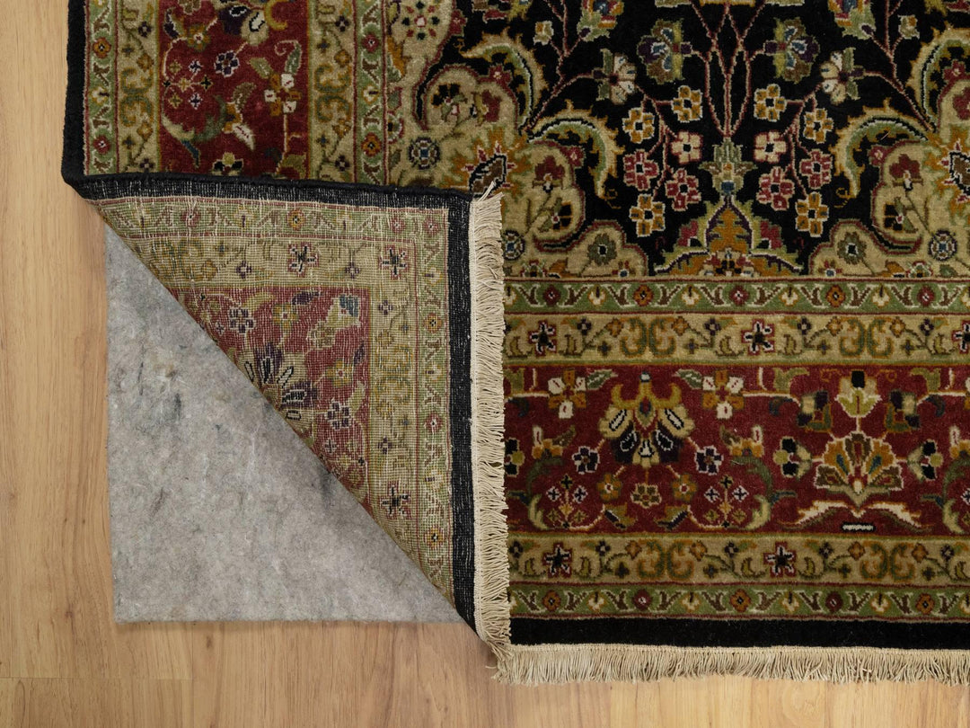 5'11" x 8'10" New Hand Knotted Black Wool Rectangle Oriental Rug - MOA10291421