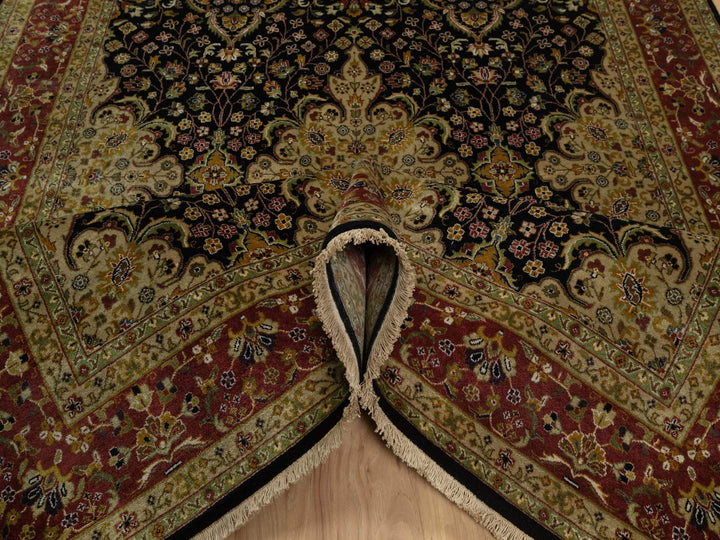 5'11" x 8'10" New Hand Knotted Black Wool Rectangle Oriental Rug - MOA10291421