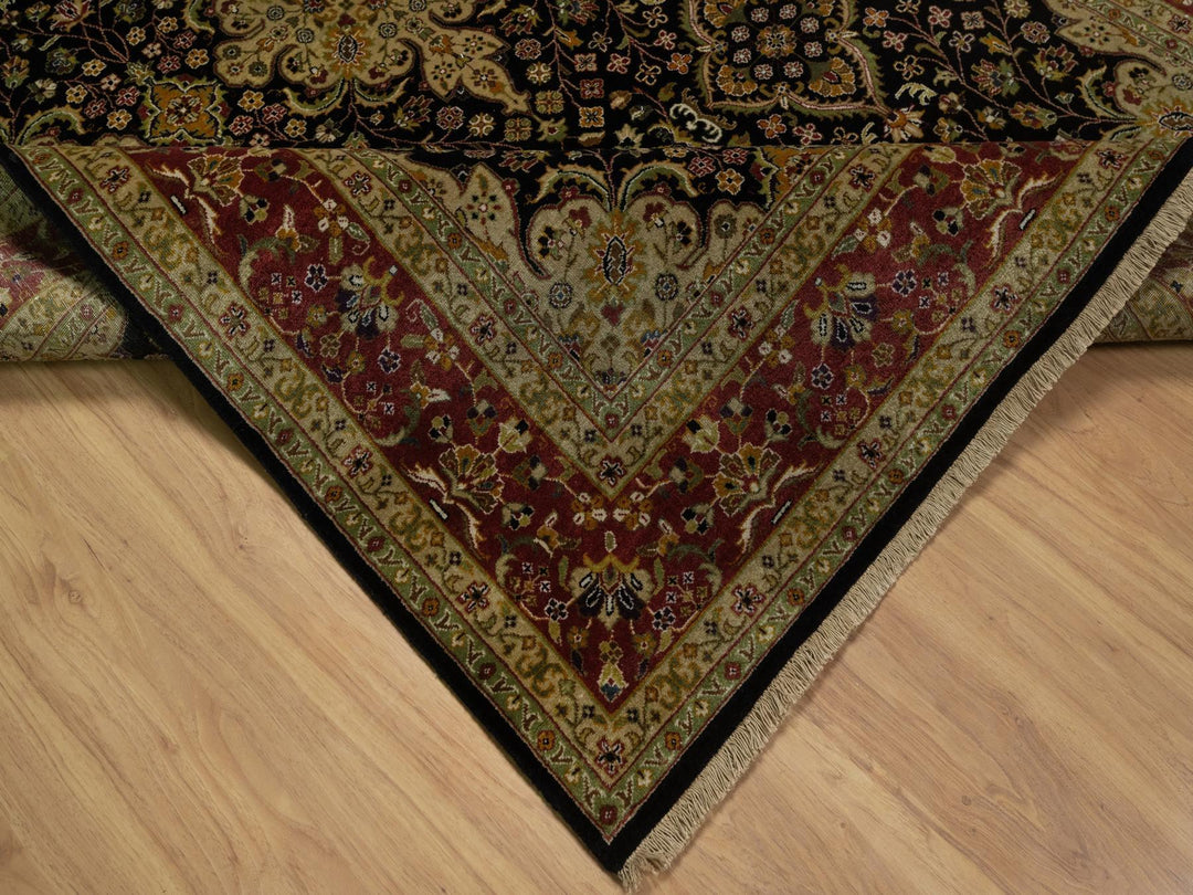 5'11" x 8'10" New Hand Knotted Black Wool Rectangle Oriental Rug - MOA10291421