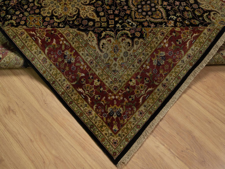 5'11" x 8'10" New Hand Knotted Black Wool Rectangle Oriental Rug - MOA10291421