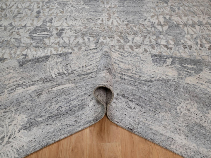 8'0" x 10'1" New Hand Knotted Ivory Wool Rectangle Oriental Rug - MOA10291422