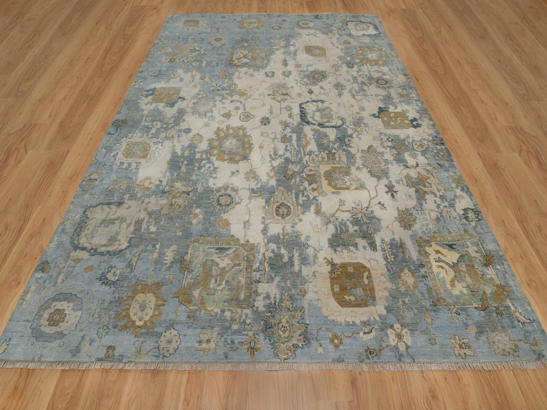 9'2" x 12'0" New Hand Knotted Ivory Wool Rectangle Oriental Rug - MOA10291424