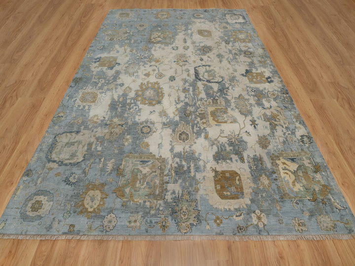 9'2" x 12'0" New Hand Knotted Ivory Wool Rectangle Oriental Rug - MOA10291424