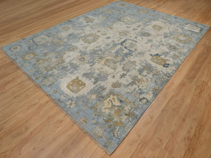 9'2" x 12'0" New Hand Knotted Ivory Wool Rectangle Oriental Rug - MOA10291424