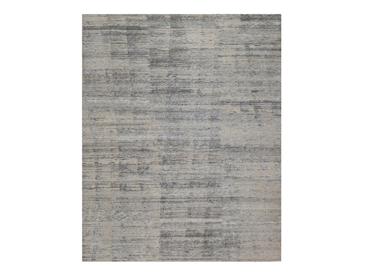 8'0" x 10'2" New Hand Knotted Grey Wool Rectangle Oriental Rug - MOA10291427