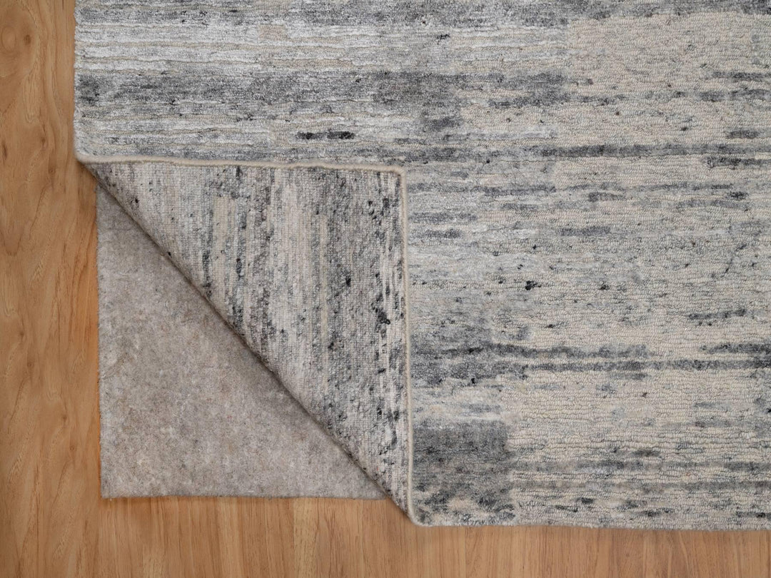 8'0" x 10'2" New Hand Knotted Grey Wool Rectangle Oriental Rug - MOA10291427