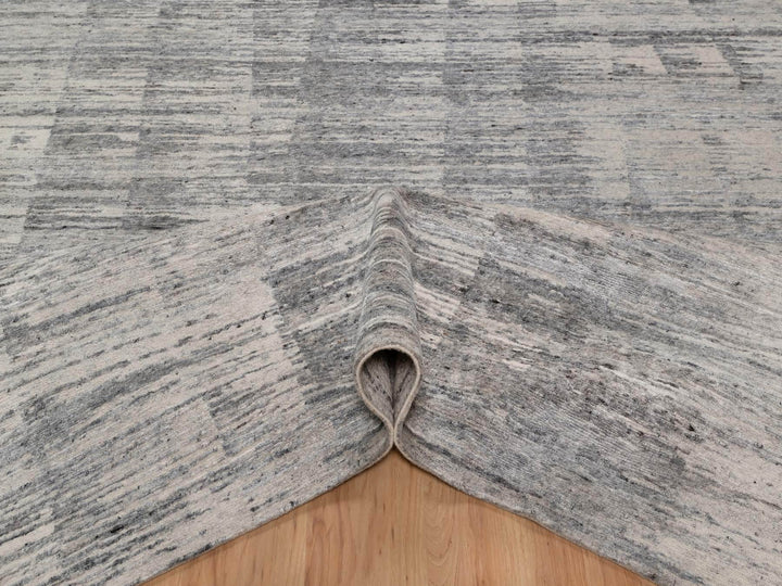 8'0" x 10'2" New Hand Knotted Grey Wool Rectangle Oriental Rug - MOA10291427