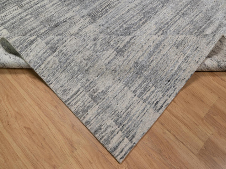 8'0" x 10'2" New Hand Knotted Grey Wool Rectangle Oriental Rug - MOA10291427