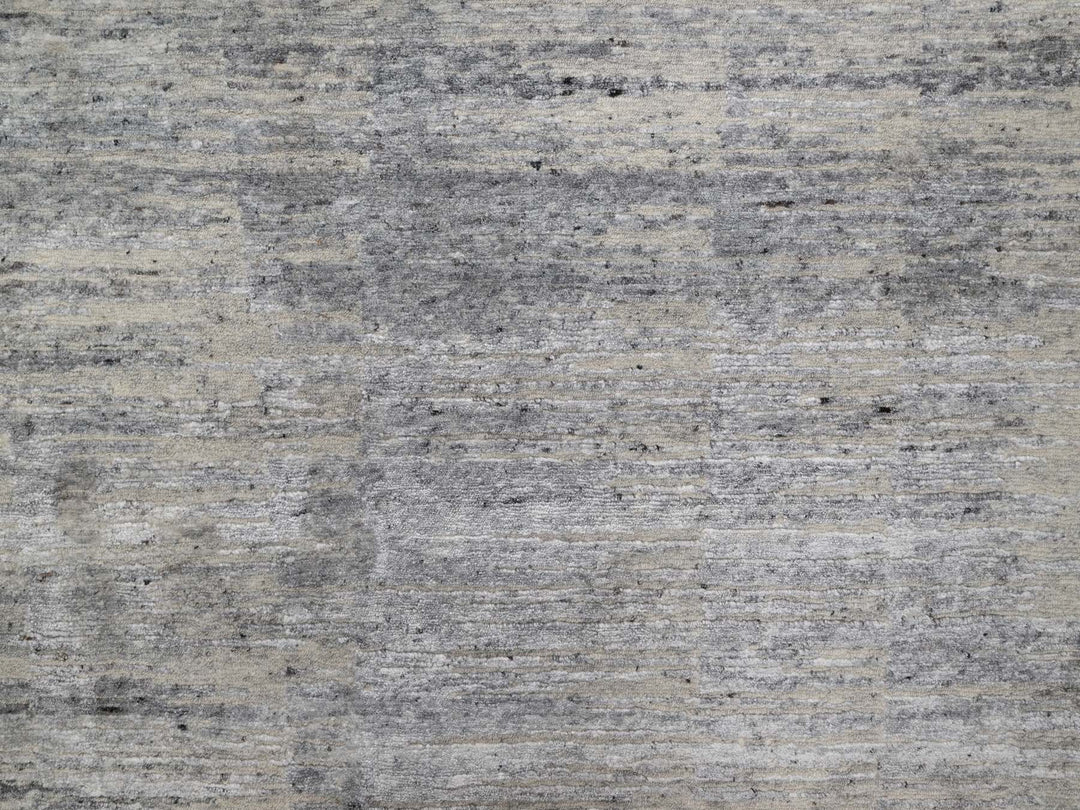 8'0" x 10'2" New Hand Knotted Grey Wool Rectangle Oriental Rug - MOA10291427