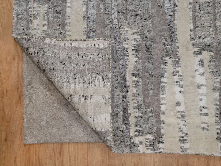 8'1" x 10'2" New Hand Knotted Grey Wool Rectangle Oriental Rug - MOA10291429