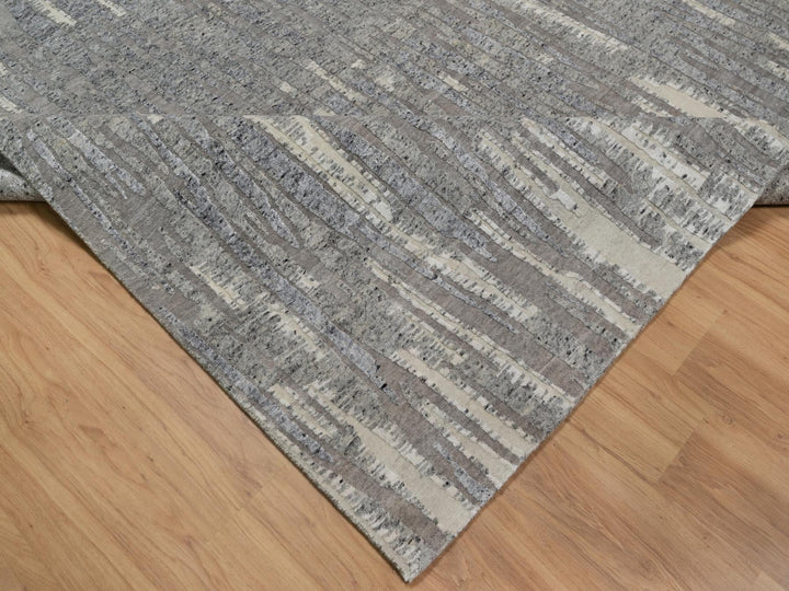 8'1" x 10'2" New Hand Knotted Grey Wool Rectangle Oriental Rug - MOA10291429