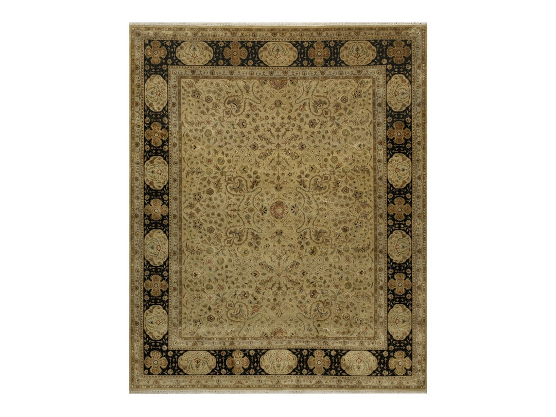 7'11" x 10'0" New Hand Knotted Brown Wool & Silk Rectangle Oriental Rug - MOA10291431