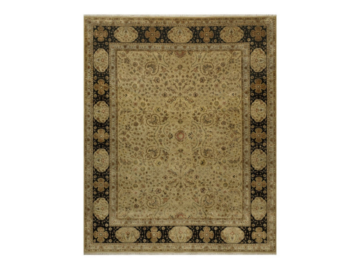 7'11" x 10'0" New Hand Knotted Brown Wool & Silk Rectangle Oriental Rug - MOA10291431