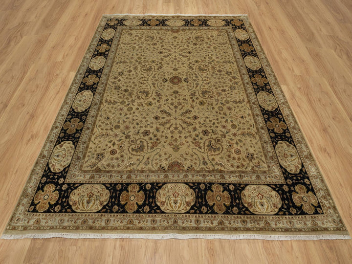 7'11" x 10'0" New Hand Knotted Brown Wool & Silk Rectangle Oriental Rug - MOA10291431