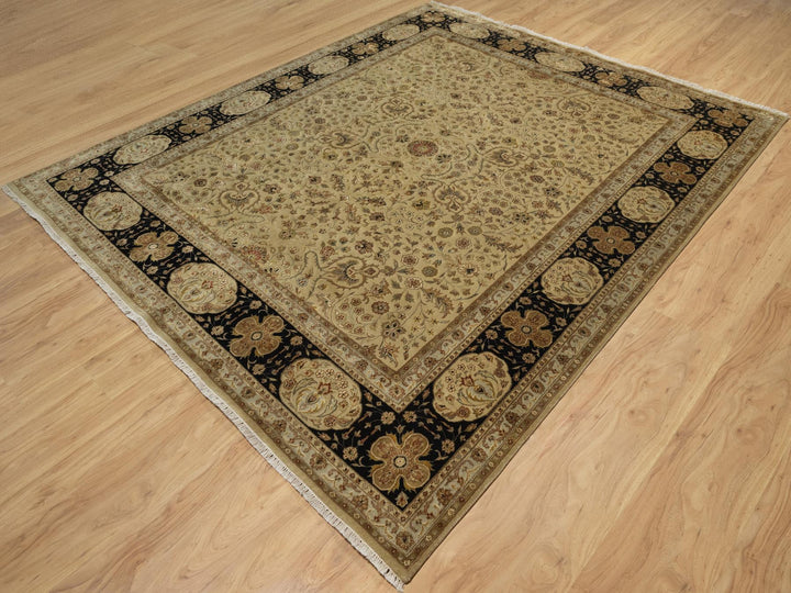 7'11" x 10'0" New Hand Knotted Brown Wool & Silk Rectangle Oriental Rug - MOA10291431