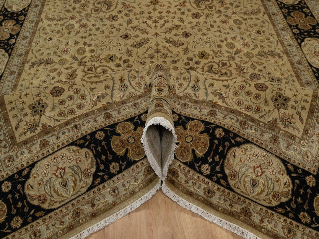 7'11" x 10'0" New Hand Knotted Brown Wool & Silk Rectangle Oriental Rug - MOA10291431