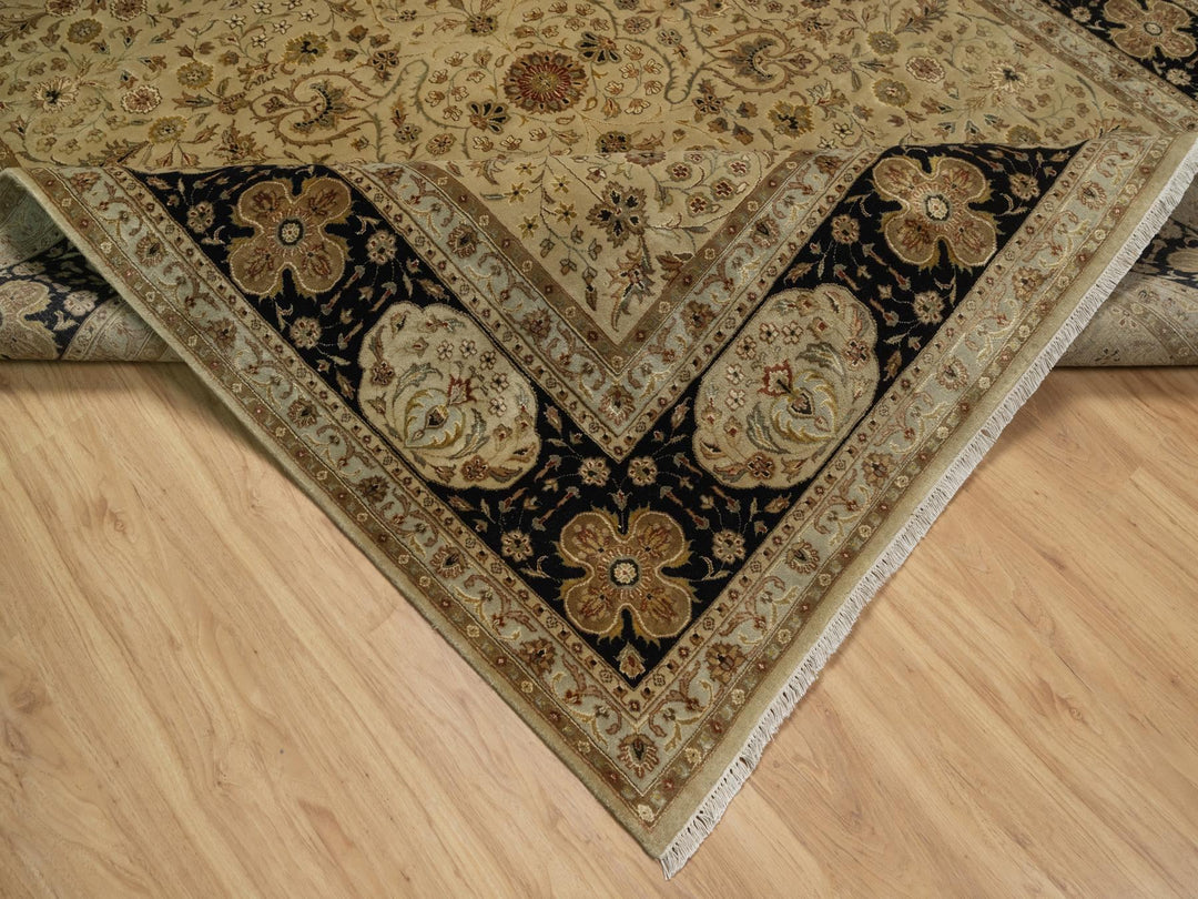 7'11" x 10'0" New Hand Knotted Brown Wool & Silk Rectangle Oriental Rug - MOA10291431