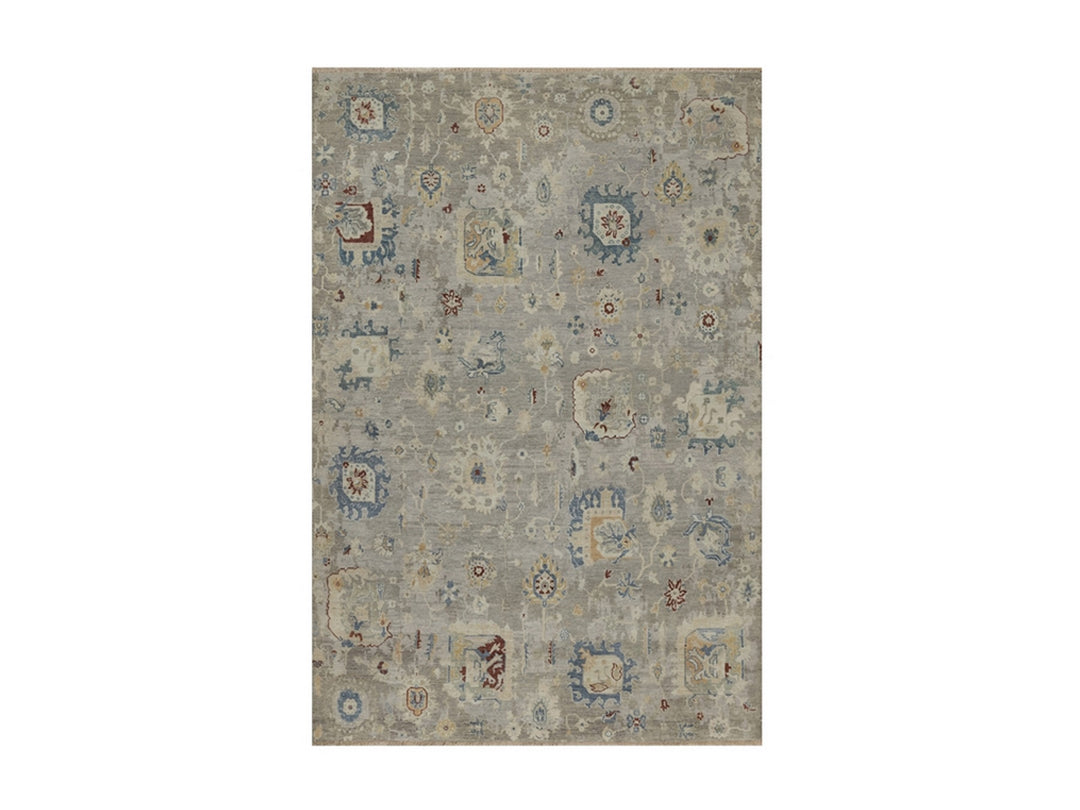 6'1" x 9'0" New Hand Knotted Grey Wool Rectangle Oriental Rug - MOA10291433