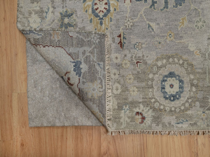6'1" x 9'0" New Hand Knotted Grey Wool Rectangle Oriental Rug - MOA10291433