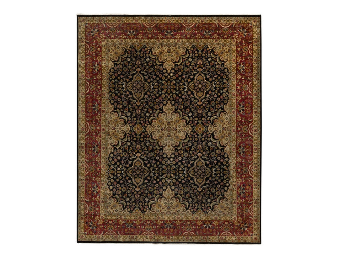 7'11" x 9'10" New Hand Knotted Black Wool Rectangle Oriental Rug - MOA10291434
