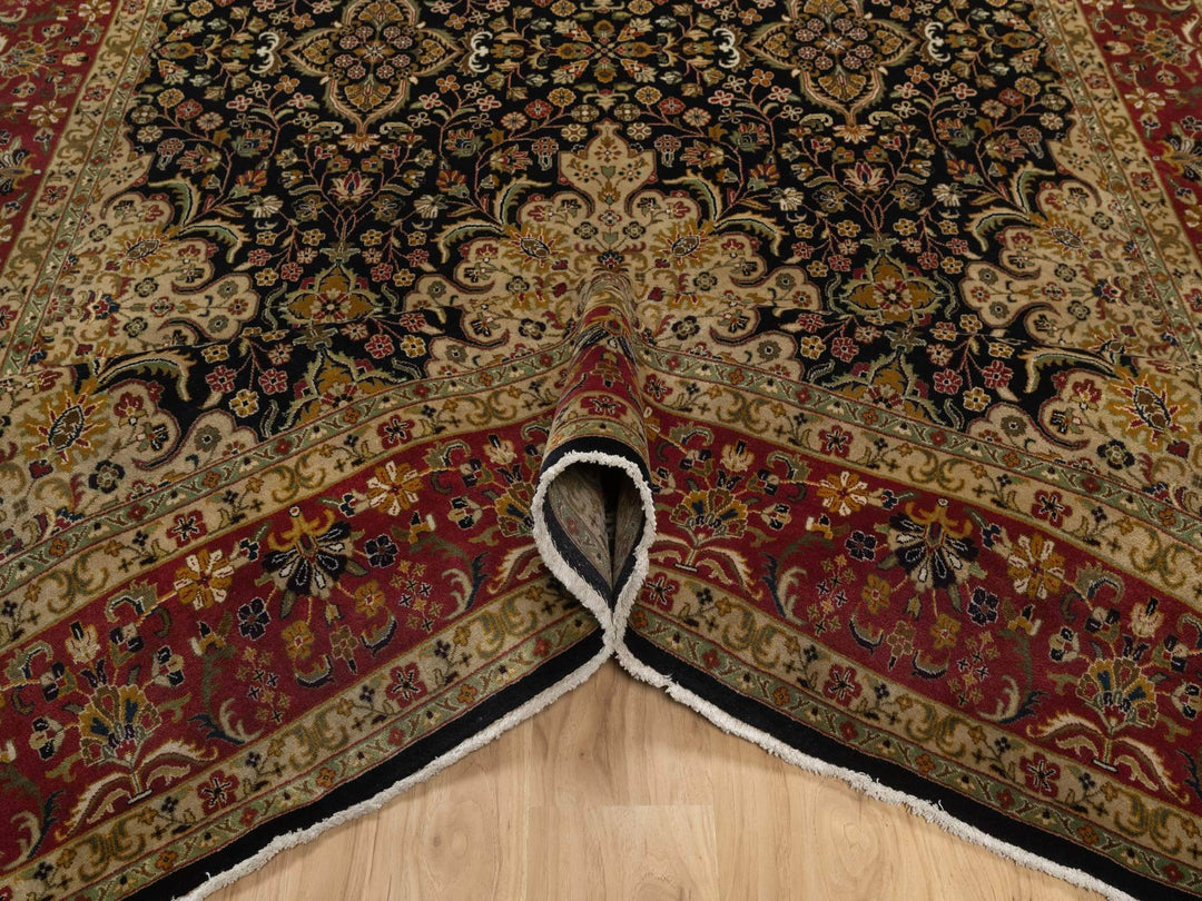 7'11" x 9'10" New Hand Knotted Black Wool Rectangle Oriental Rug - MOA10291434