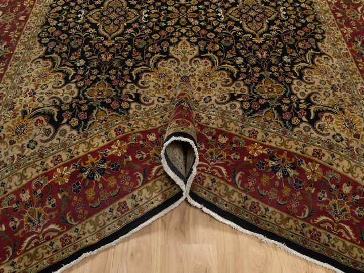 7'11" x 9'10" New Hand Knotted Black Wool Rectangle Oriental Rug - MOA10291434