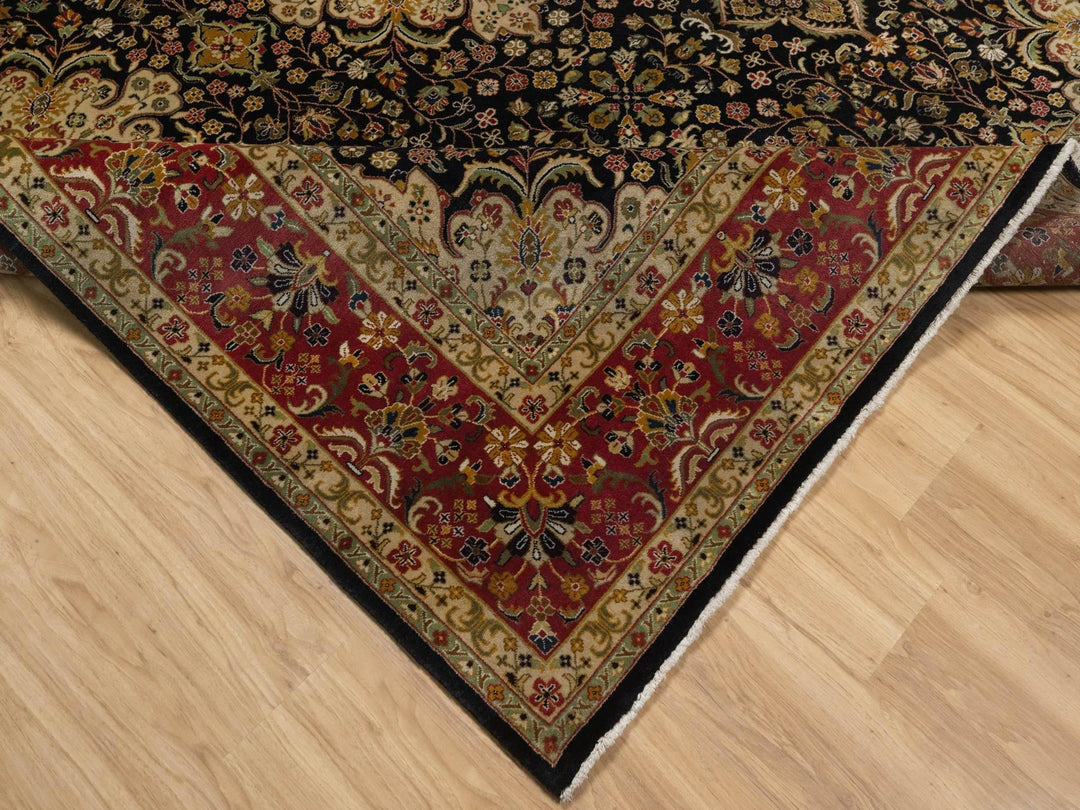 7'11" x 9'10" New Hand Knotted Black Wool Rectangle Oriental Rug - MOA10291434