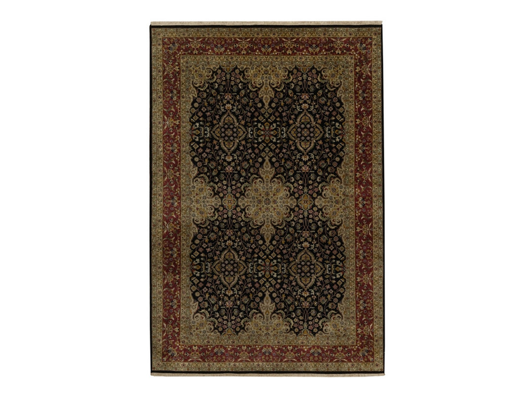 5'11" x 9'1" New Hand Knotted Black Wool Rectangle Oriental Rug - MOA10291435
