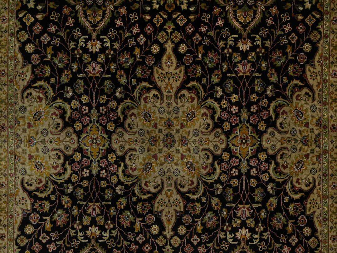 5'11" x 9'1" New Hand Knotted Black Wool Rectangle Oriental Rug - MOA10291435