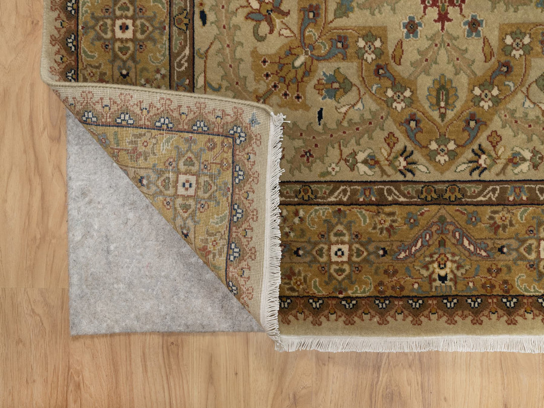 4'1" x 6'0" New Hand Knotted Brown Wool & Silk Rectangle Oriental Rug - MOA10291439