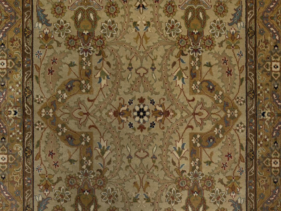 4'1" x 6'0" New Hand Knotted Brown Wool & Silk Rectangle Oriental Rug - MOA10291439