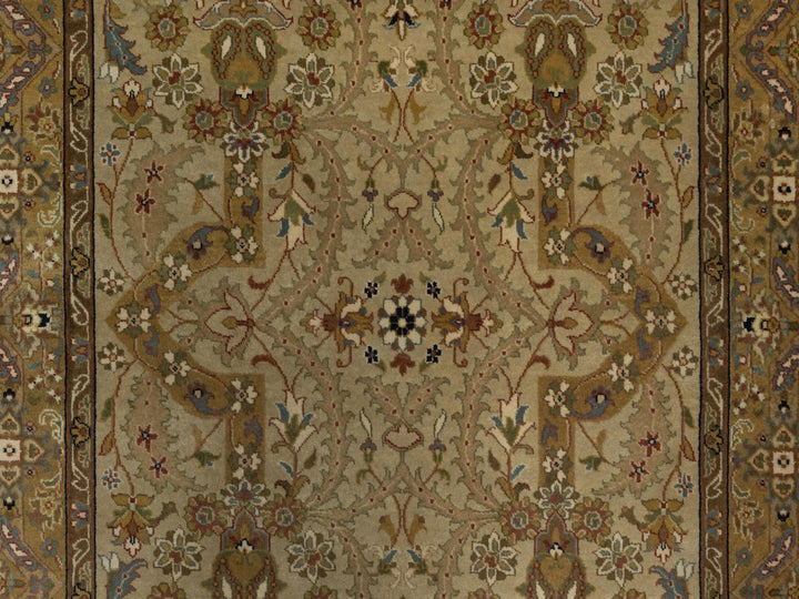 4'1" x 6'0" New Hand Knotted Brown Wool & Silk Rectangle Oriental Rug - MOA10291439