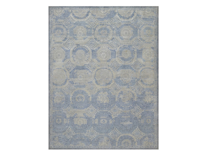 9'0" x 11'9" New Hand Knotted Ivory Wool Rectangle Oriental Rug - MOA10291440