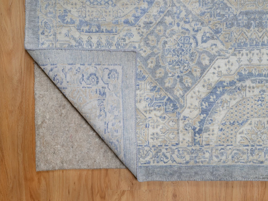 9'0" x 11'9" New Hand Knotted Ivory Wool Rectangle Oriental Rug - MOA10291440