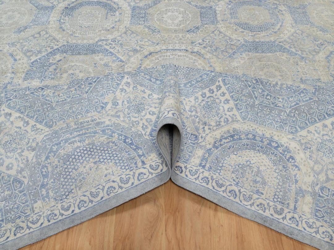 9'0" x 11'9" New Hand Knotted Ivory Wool Rectangle Oriental Rug - MOA10291440