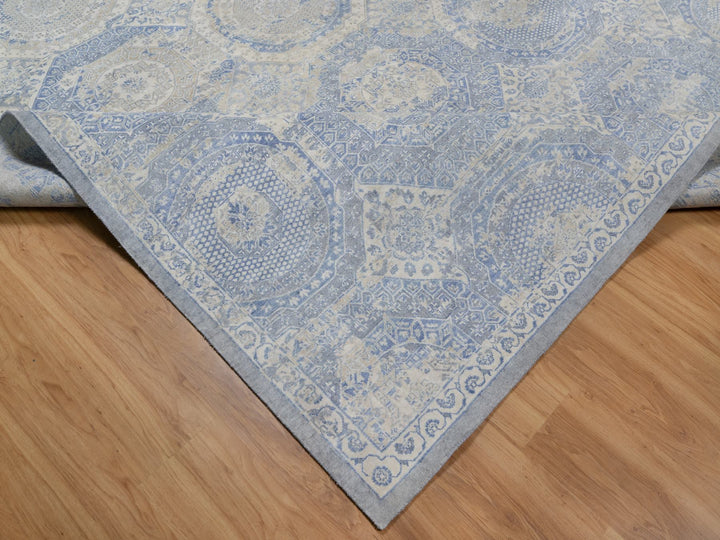 9'0" x 11'9" New Hand Knotted Ivory Wool Rectangle Oriental Rug - MOA10291440